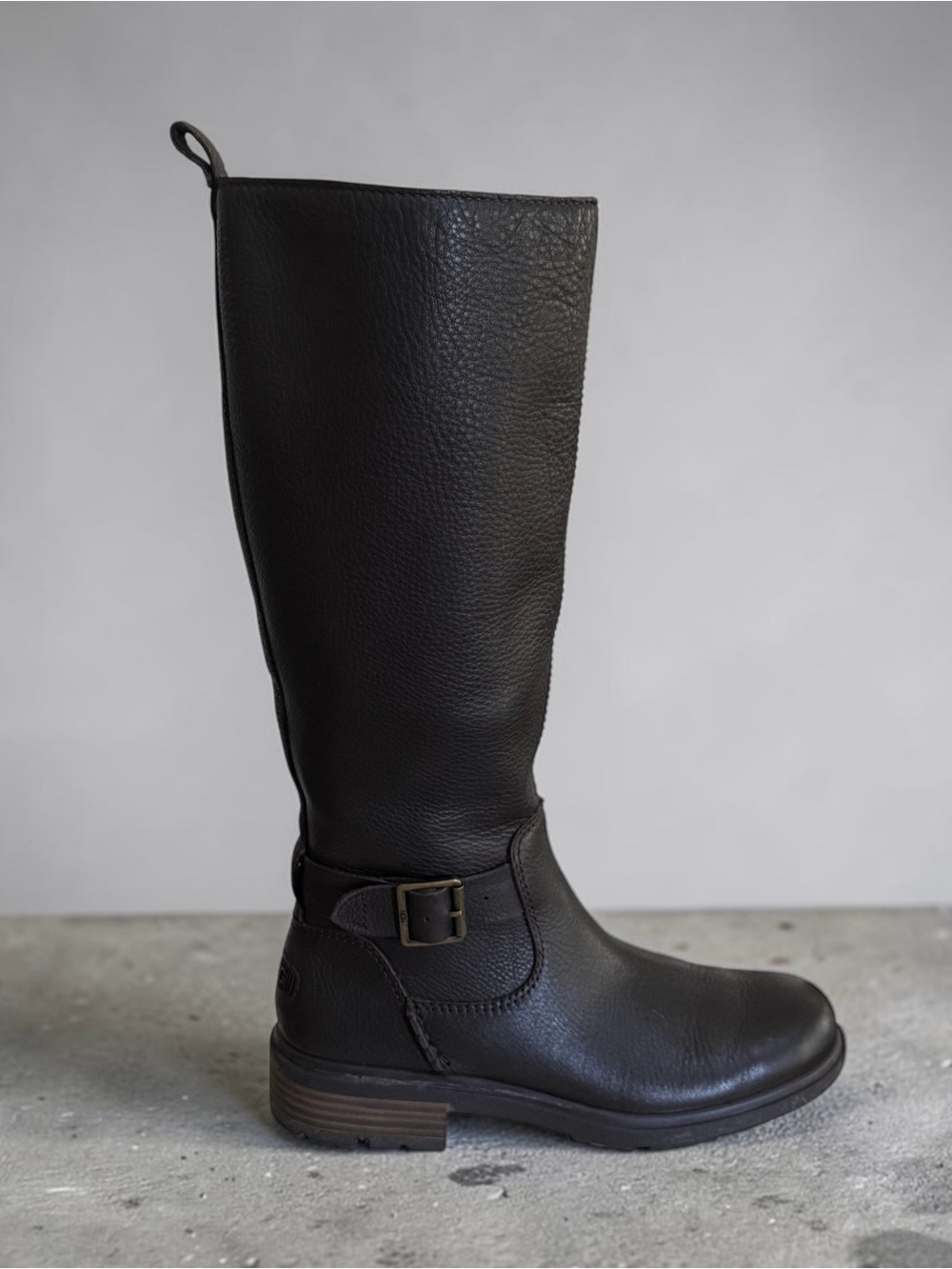UGG Women’s Harrison Tall Leather Riding Boots Dark Brown 7.5 EUC!